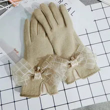 Женский зимний кашемировый галстук-бабочка с жемчужиной перчатки варежки