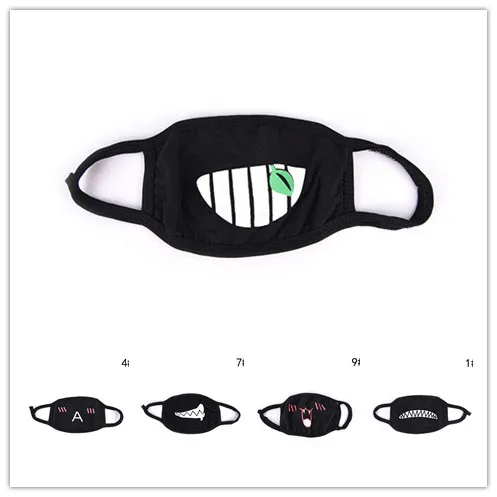 1PC Cute Unisex Cartoon Mouth Mask High Quality Black Cotton Funny Teeth Letter Mouth Facial Care Tool Half Face Mask