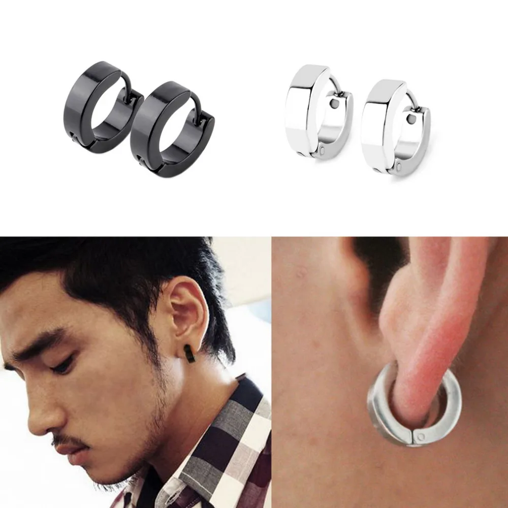 Genboli Black Silver Colors Chic Punk Men S And Women Stainless Genboli Black Silver Colors Chic Punk Men S And Women Stainless Steel Hoop Piercing Round Stud Earrings Jewelry In From