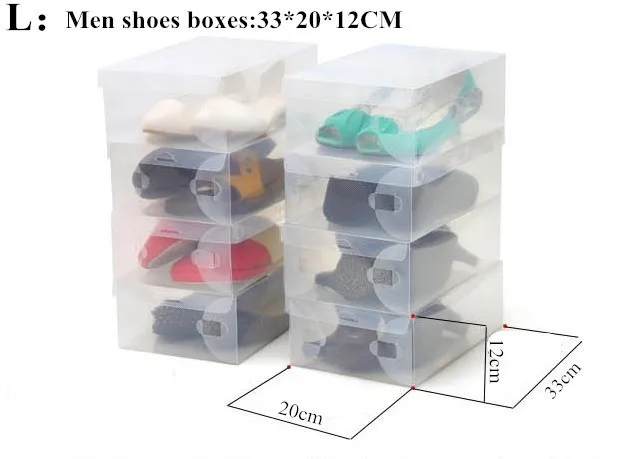 20 шт./лот Прозрачный обувной коробки прозрачного пластика коробка для хранения упаковочная коробка для мужчин, женщин и детей