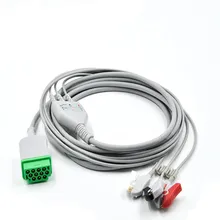 Цельный 3 провода ЭКГ EKG кабель для монитора GE программатор Dash 4000, программатор Dash 3000, программатор Dash 2000, кабель для электрокардиографа клип Конец AHA TPU
