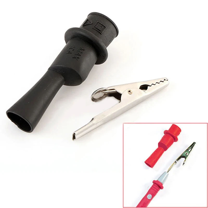 2pcs Insulated Test Alligator Clips Multimeter Test Lead Meter Alligator Clip Crocodile Clamp Probe