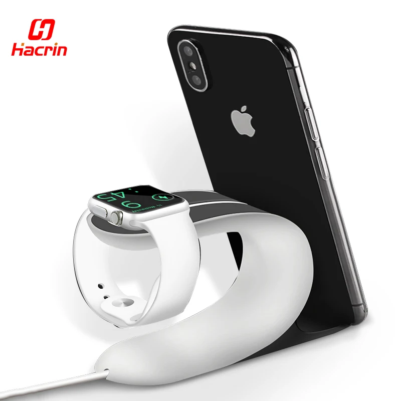 

Hacrin Silicone Charger Stand Holder Portable Non-Slip Soft Pad Convenient Free Cable Charging Support For Apple Watch 1 2 3 4
