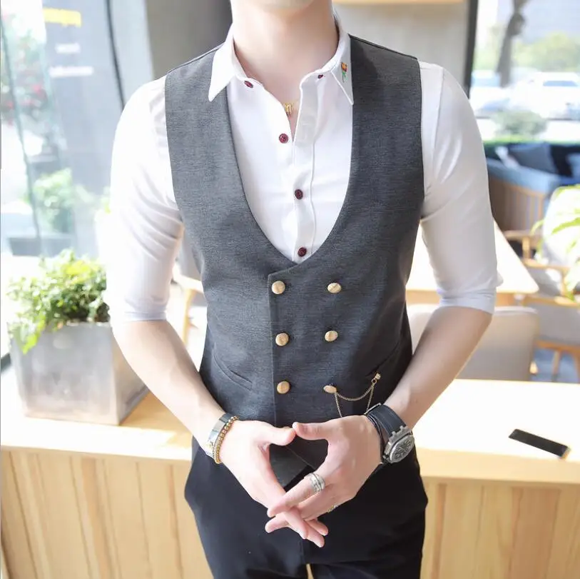 Icegrey Men Slim Fit Double Breasted Casual Waistcoat Formal Suit Vest Icegrey Men Slim Fit Double Breasted Casual Waistcoat Formal Suit Vest
