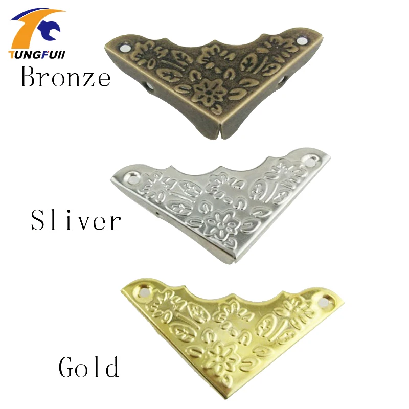 TungFull Archaize Pure Copper Wrapped Angle Copper Corner Slice Corner Flower Door Decoration