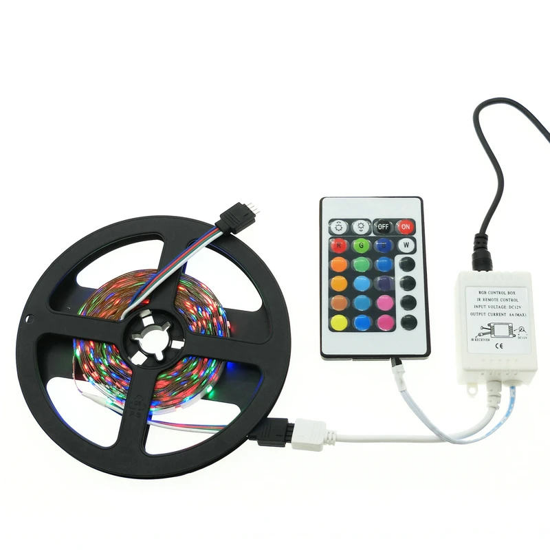 

DC 12 V Led Strip SMD 2835 RGB Waterproof IP65 24Key IR Controller Remote Power Adapter 12V 2A US EU Plug Led Light Strip Set