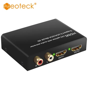 

Neoteck 4K HDMI Audio Extractor with 2 Way HDMI Splitter DAC HDMI to Optical SPDIF Toslink Converter Digital to Analog Stereo