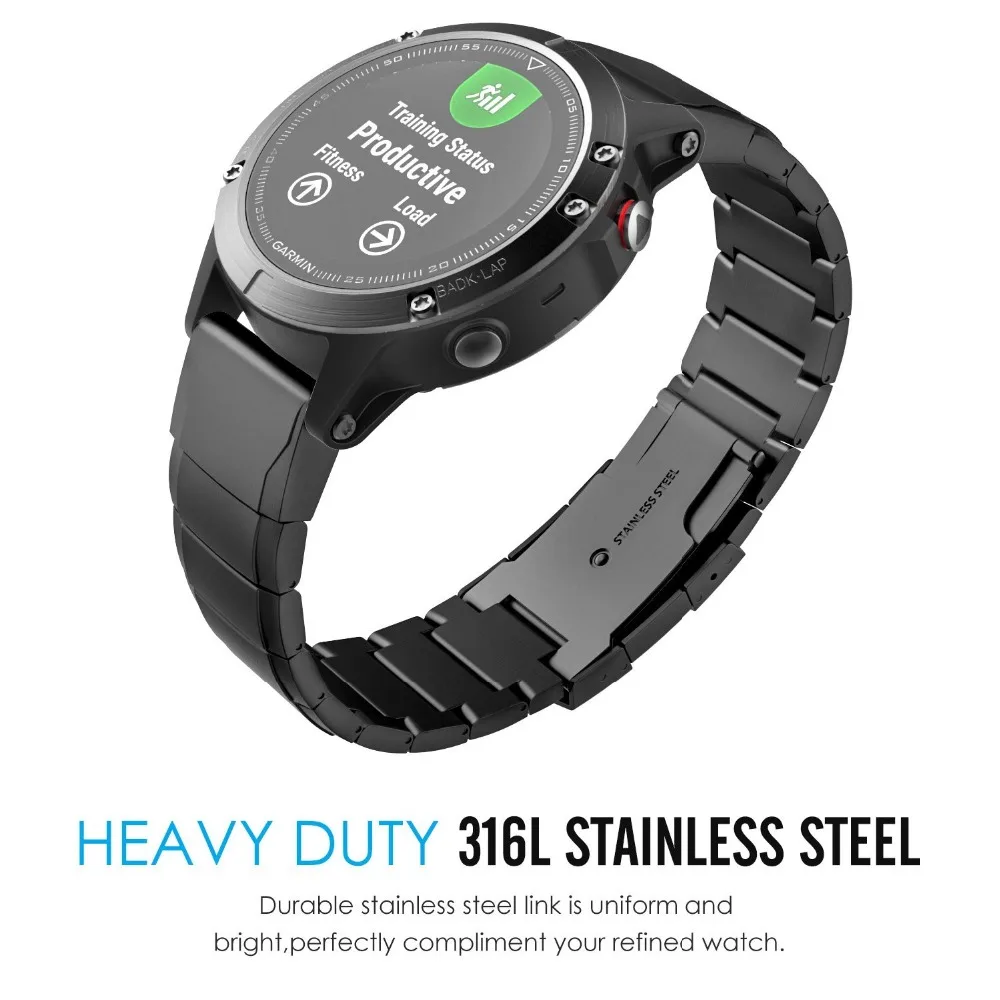 

Stainless Steel Watch Bands for Garmin Fenix 3/5/5X/5S Plus Easy Quick Install Fit Link Replacement Smart Watch Strap