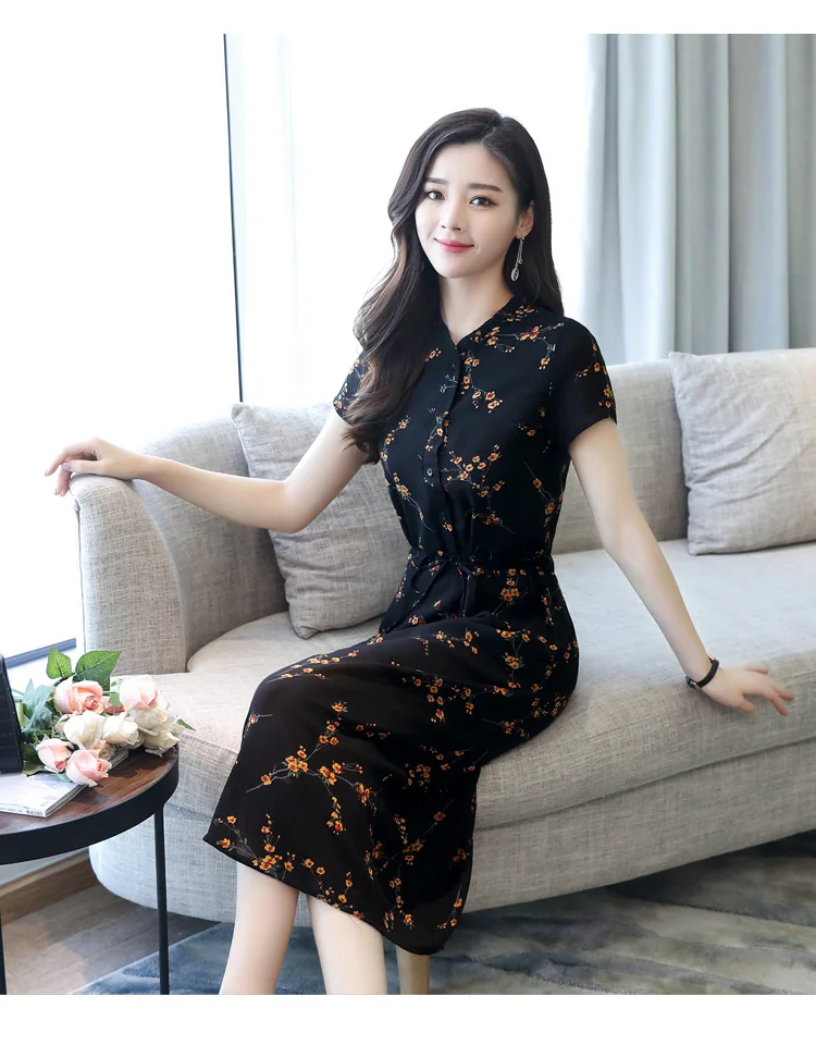 Летнее новое черное винтажное платье с цветочным принтом размера плюс платья миди корейские элегантные женские вечерние платья с коротким рукавом бодикон Vestidos