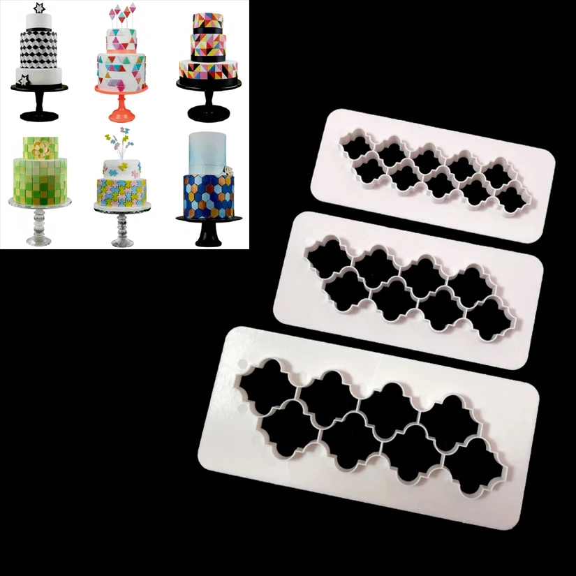 

3 pcs/set Geometric Figure Plastic Cake Decorating Cutter Biscuit Cutters Fondant Cake Mold Tools