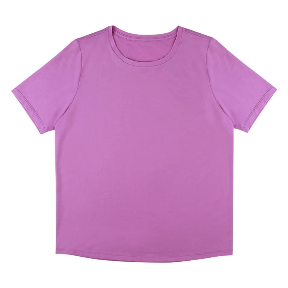 

Haodahaoda new blue purple women men round collar short sleeve T-shirt women's T-shirt pure color cotton Quick-drying fabric