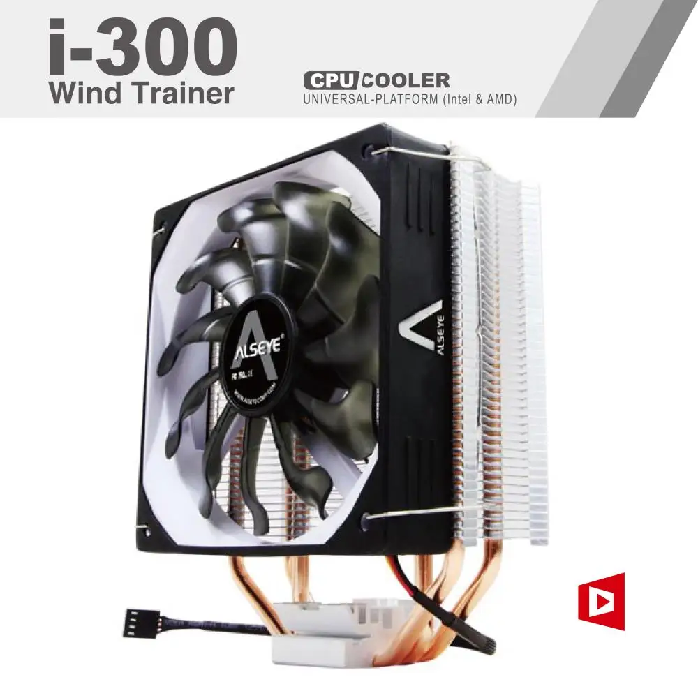 Alseye I300 120mm Fan 3pin Cpu Cooler Tdp 135w 3 Heatpipes Aluminum