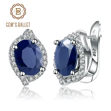 Gem's Ballet 3.15Ct Natural Sapphire Topaz Gemstone Vintage Stud Earrings 925 Sterling Silver For Women Wedding Fine Jewelry