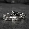 925 Sterling Silver open rings for man and women Vintage Hammer pattern  fashion jewelry  mygrillz ► Photo 2/5