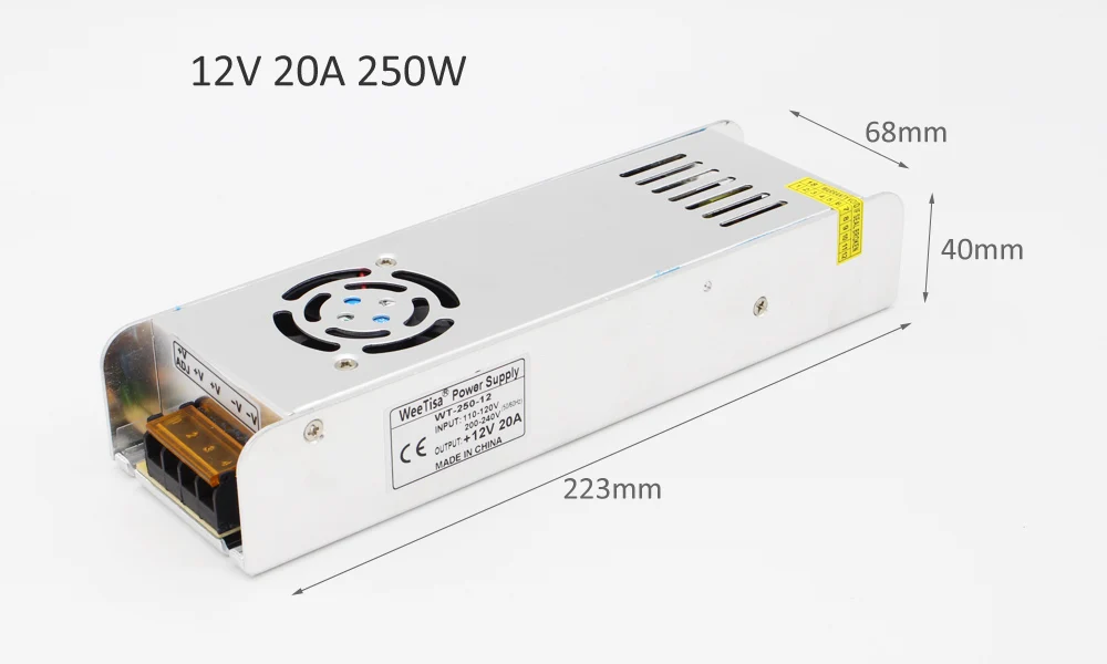 12 В блок питания трансформатор освещения 60 Вт 200 Вт 360 Вт Светодиодный драйвер AC110V 220 В до 12 вольт для светодиодной ленты импульсный адаптер питания - Цвет: 12V 21A 250W