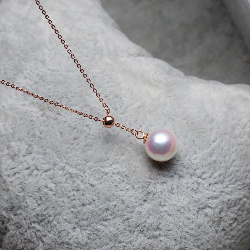 ROSE GOLD Y necklace white pearl