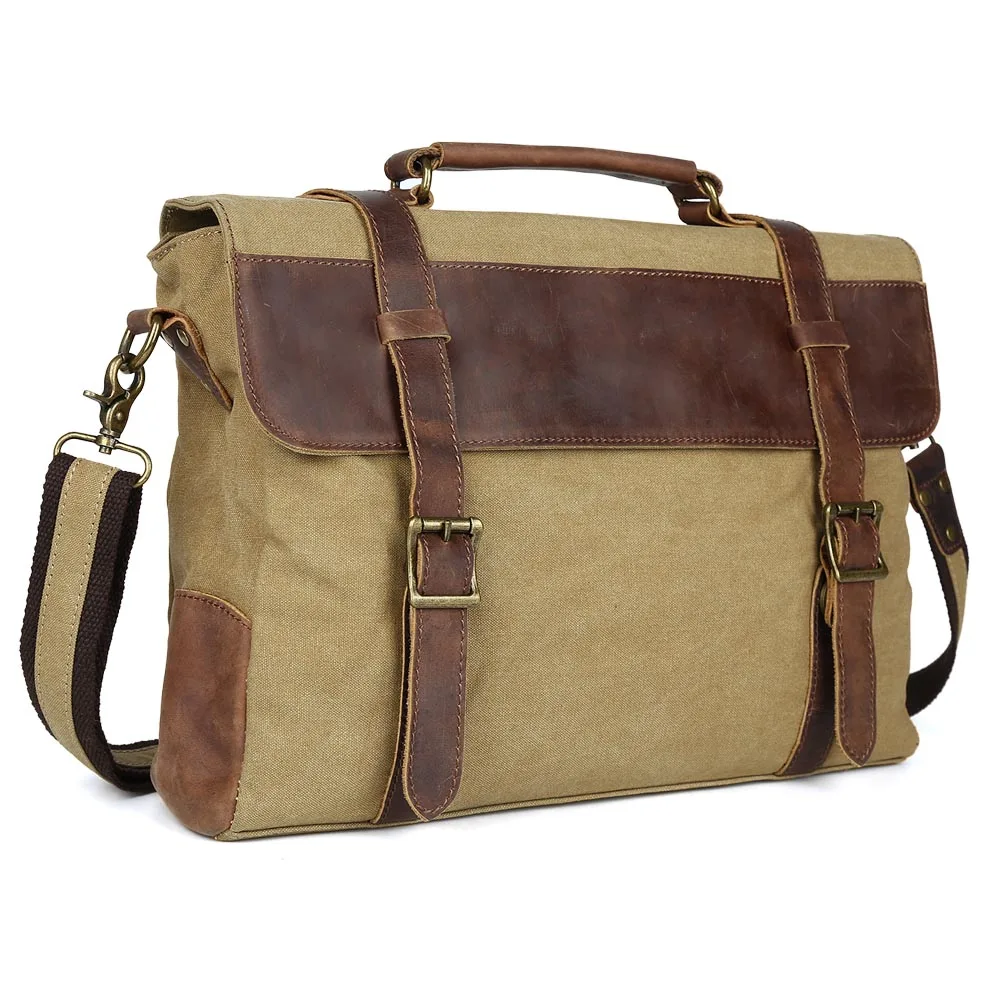 

Tiding Men Canvas Briefcase For A4 File Document Book Business Style Cross Body Shoulder Bag 1155