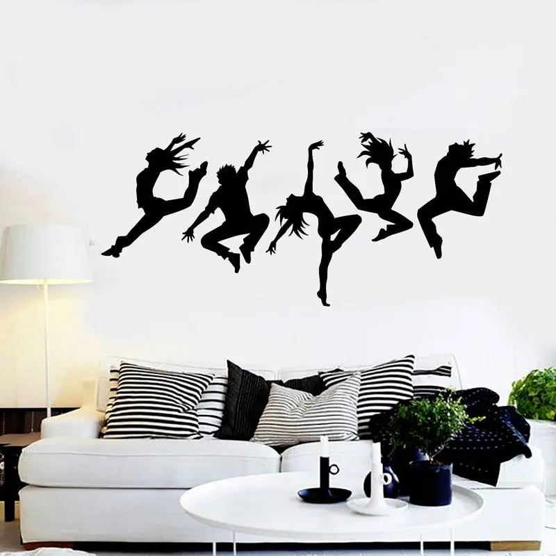 JXNY Ballerini Silhouette Nera Adesivo murale Decorazione per Sala da Ballo Adesivi in ​​Vinile E-co Friendly Design Artistico Decalcomanie Rimovibili 76x56cm