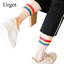 Urgot 5 пар Ins стильные модные прозрачные радужные короткие носки женские летние тонкие безбортные носки Harajuku хипстер искусство низкий милый носок