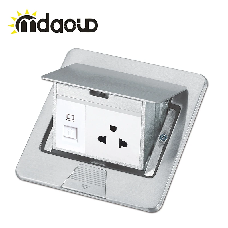 

AC 100~250V brass alloy alu alloy Panel German Standard Pop Up Floor Socket with net cable/with PC socket Electrical Outlet