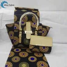New arrival Africa wax fabric with leather patchwork for high quality women bags and 6yards african