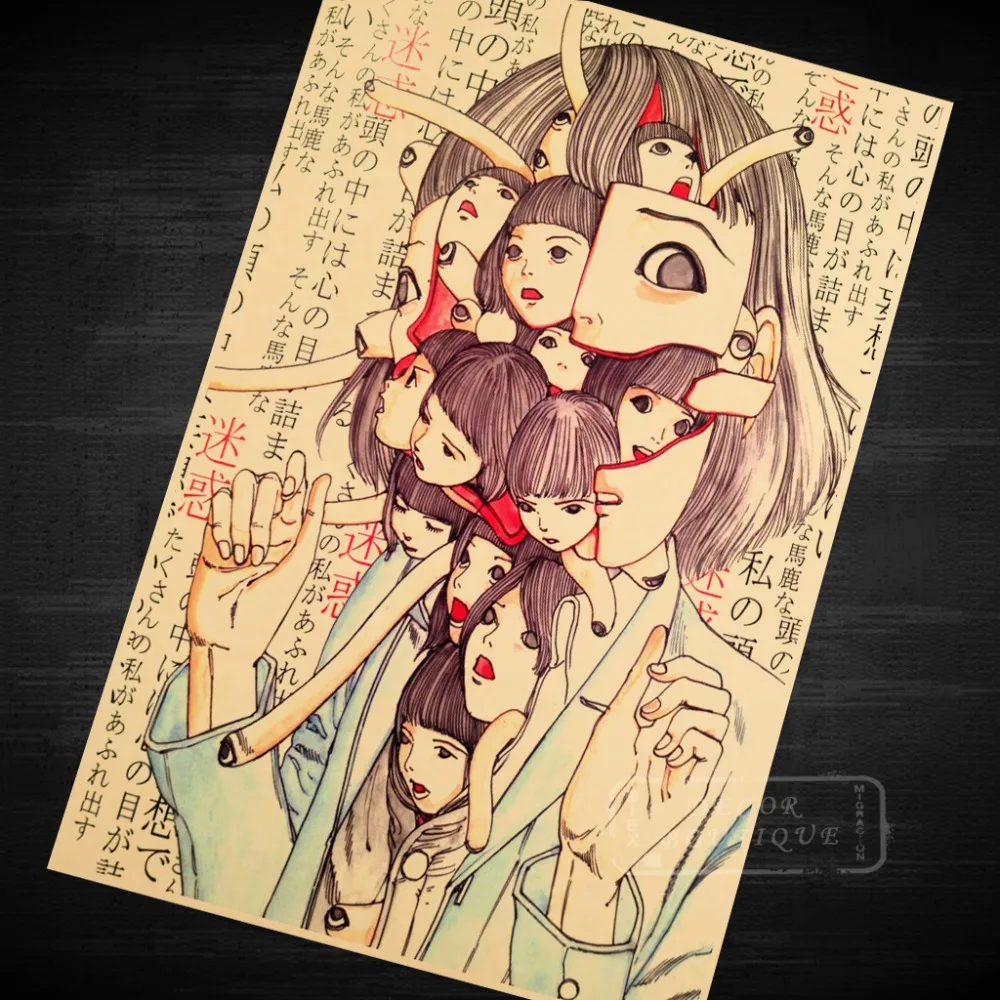 

Long skull head Horror series Shintaro Kago manga Akira Toriyama Retro Vintage Poster Canvas Wall Art Home Posters Decor