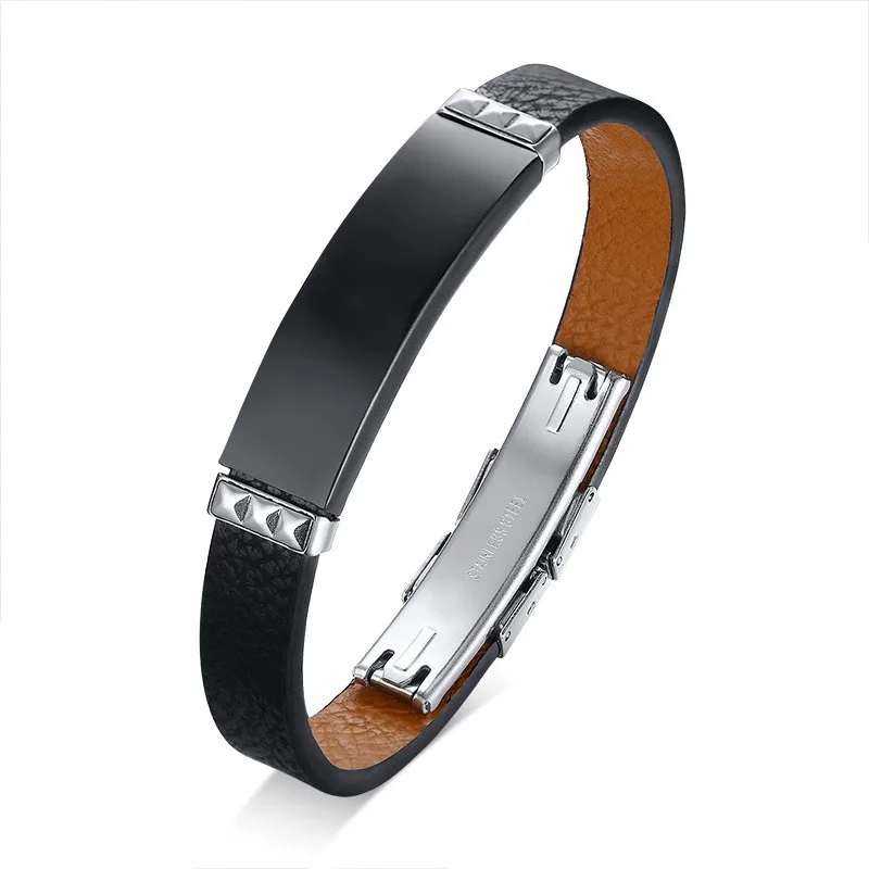 only bracelet Регулируемый кожаный браслет, мужской, черный, нержавеющая сталь, персонализированный, Бог больше, чем высокие и низкие, женский, сделай сам, на запястье, сделай сам - Окраска металла: only bracelet