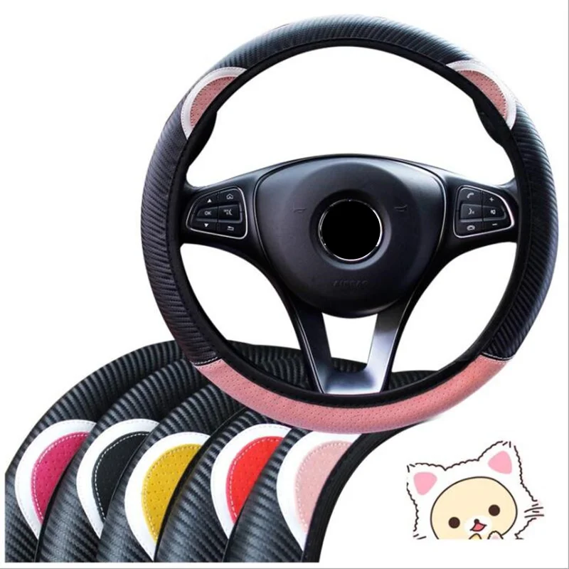 Крышка рулевого колеса для автомобиля Cat Удобная противоскользящая Автомобильная крышка рулевого колеса Kawaii чехол на рулевое колесо розовые автомобильные аксессуары