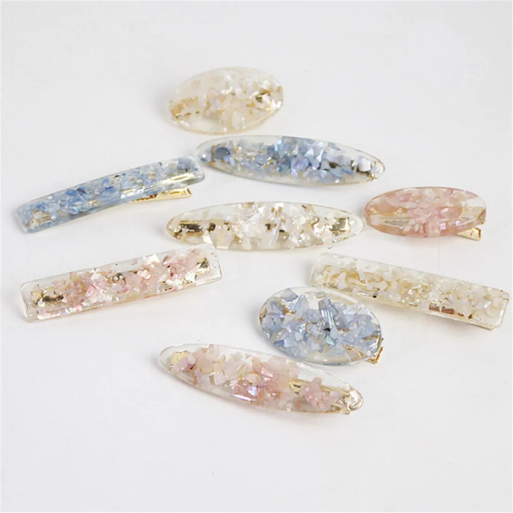 

1 PC Womens Colorful Resin Conch Barrettes Elegant Hair Clip Metal Hairpin Bobby Pin Bangs Clip Hair Accessories Styling Tools
