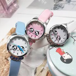 2019 новые милые Мультяшные Кварцевые часы детские кожаные женские часы бедный котенок детские часы для мальчиков и девочек relojes