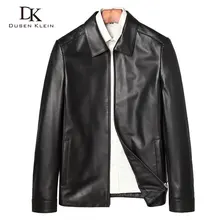 Новинка, Брендовое кожаное пальто для мужчин, куртка из подлинной овчины, деловая/тонкая дизайнерская черная одежда J7869A