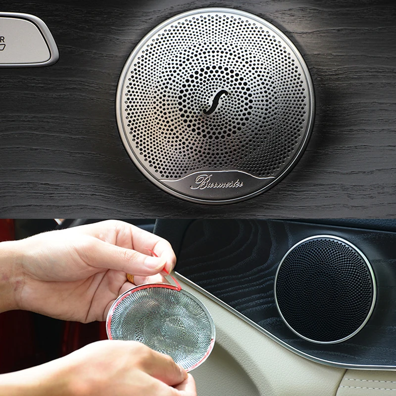 Для Mercedes Benz C Класс W205- автомобиль-Стайлинг из нержавеющей стали двери автомобиля аудио динамик декоративная накладка 3D наклейка