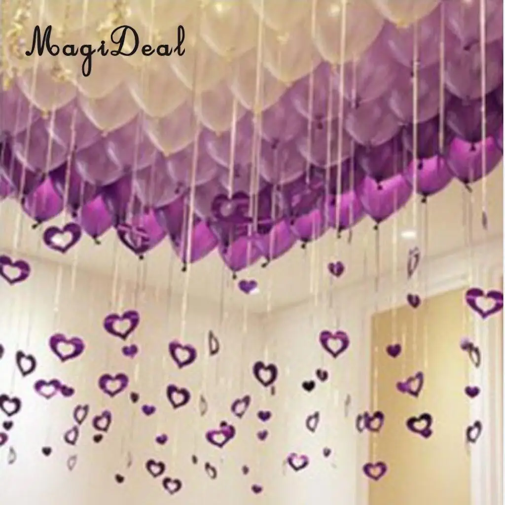 100 Shiny Heart Hanging Foil Balloon Swirl Tinsel Wedding Party Ceiling Decoration