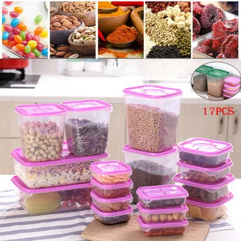 

17Pcs Sealed Rectangular Plastic Food Saver Storer Storage Box Container Freezer