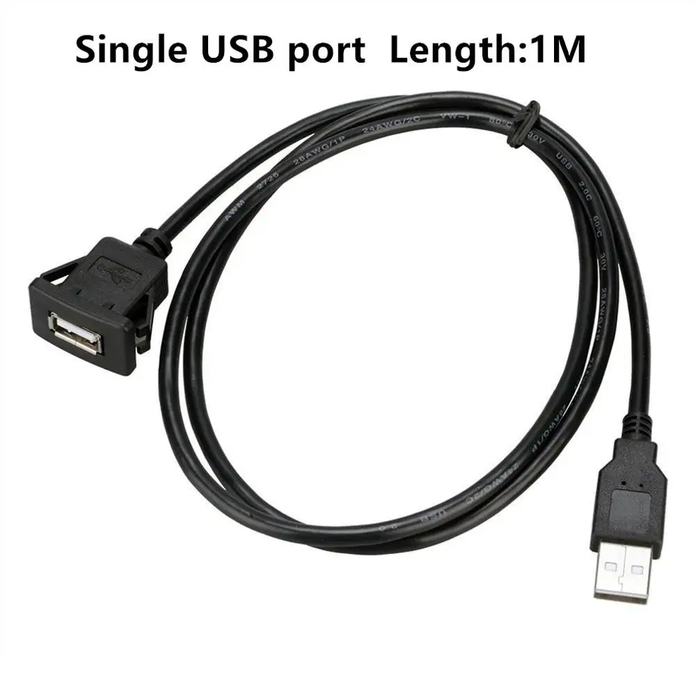 Catuo USB2.0 кабель для скрытого монтажа 1 м/2 м двойной/один USB порт удлинитель флеш приборная панель монтажный кабель для автомобиля лодки мотоцикла - Название цвета: Серый