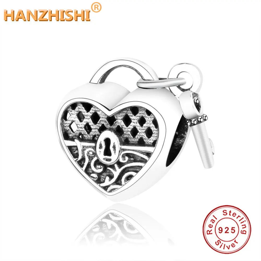 

Fit Original Pandora Charm Bracelet DIY Jewelry Making Berloque 2018 925 Sterling Silver Lock Of Love Charms Padlock Heart Beads