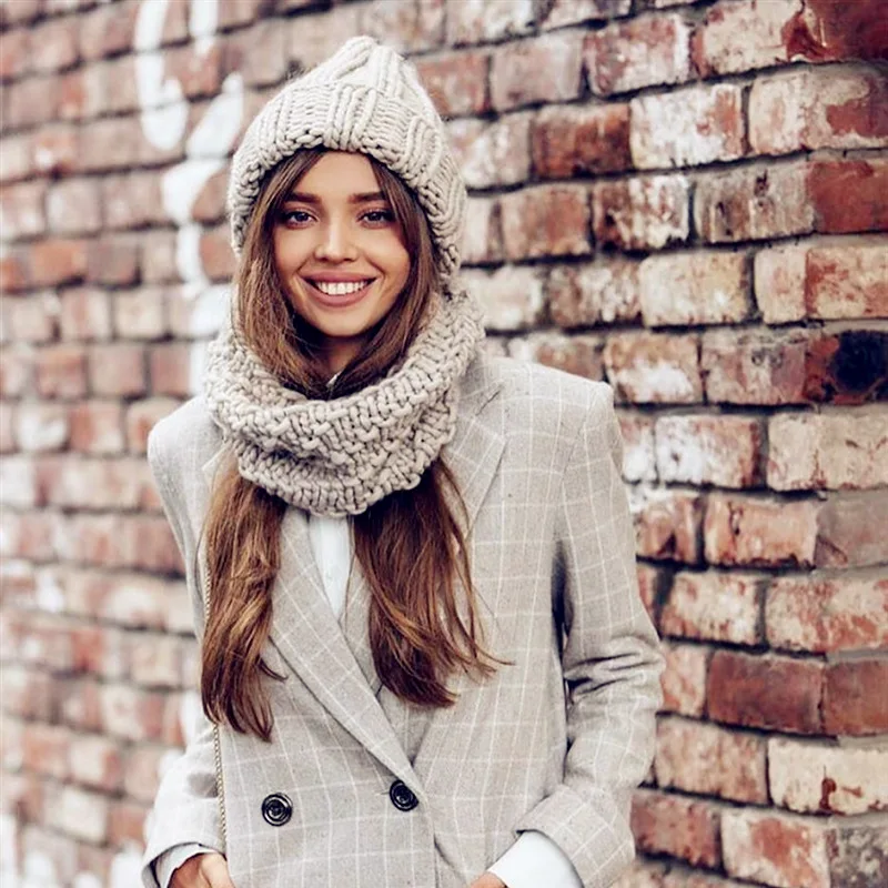 Fashion Knit hat ladies winter solid color simple thick wool hat warm earmuffs hat female cap