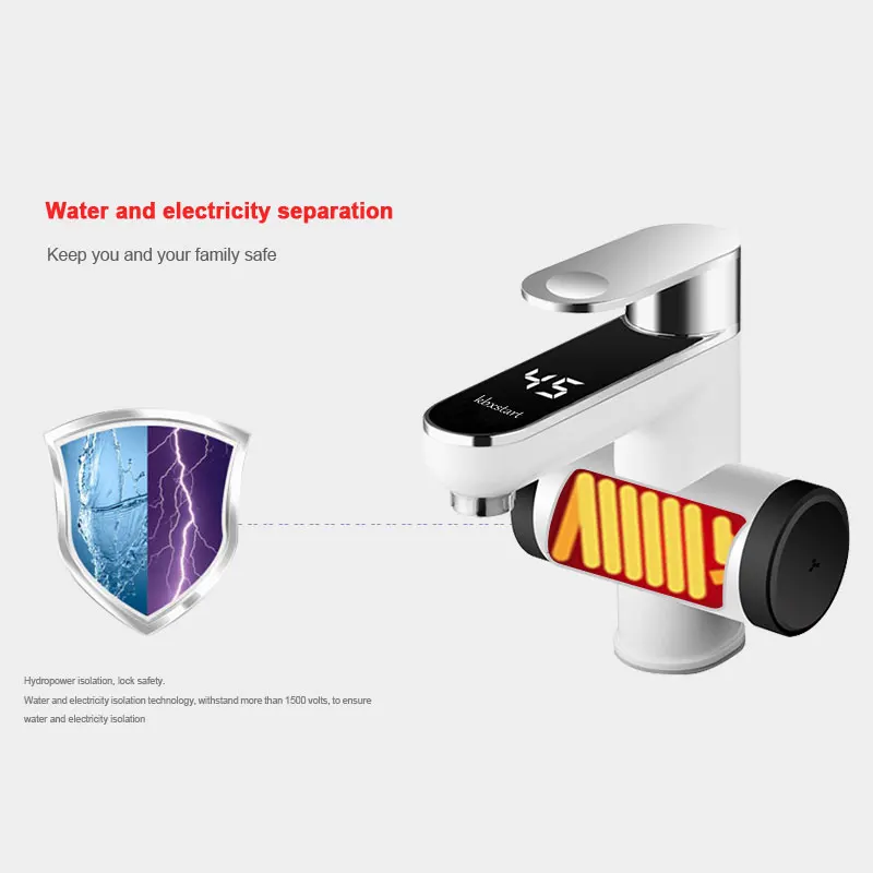 220V Electric Kitchen Water Heater Tap Instant Hot Water Faucet Heater Cold Heating Faucet Tankless Instantaneous Water Heater