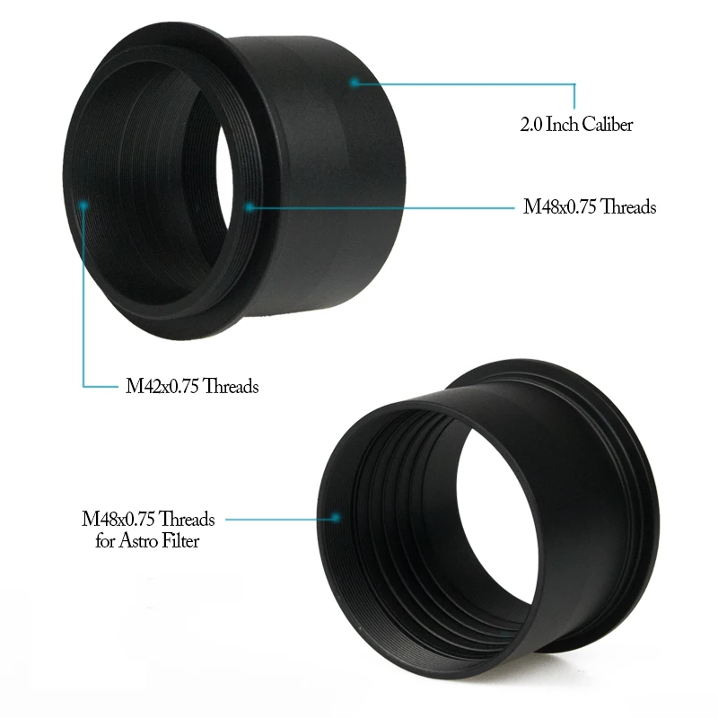 

2 Inch Telescope T Adapter for M48 Camera Ring Telescope Eyepiece End Extending Tube With M42x0.75 Astro Filter Threads