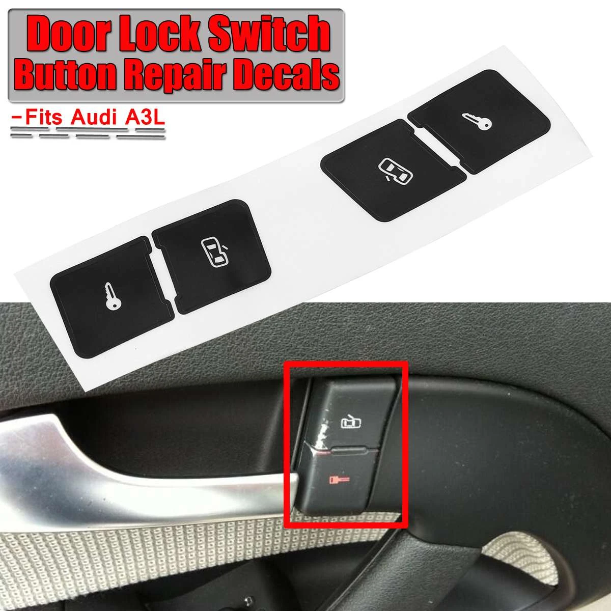 A Set Matte Black Car Door Lock Control Switch Button Repair Stickers Decals For Audi A3L Fixed Ugly Button Car Stickers custom bumper stickers