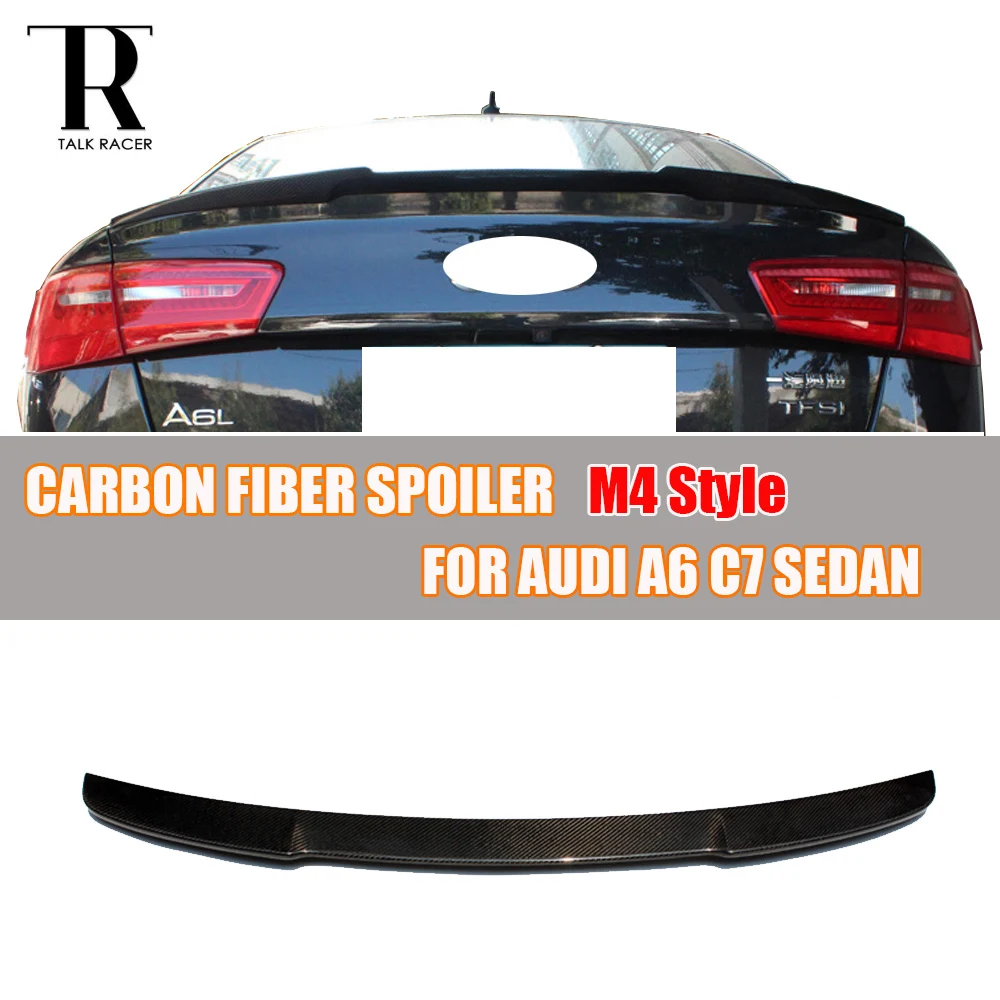 A6 C7 M4 Style Carbon Fiber Rear Trunk Wing Spoiler for Audi A6 C7