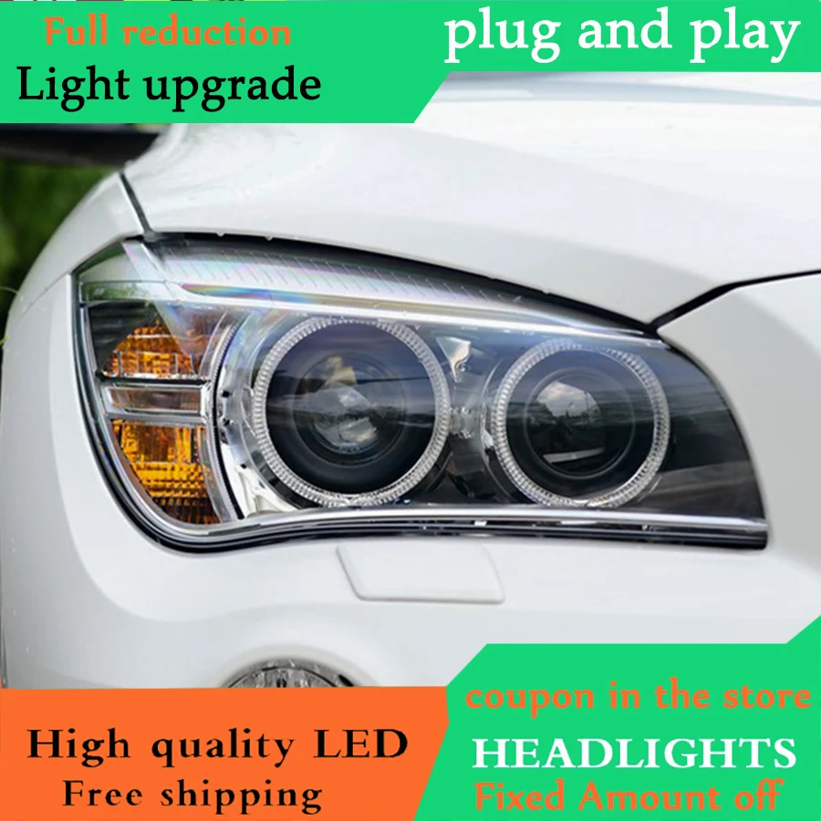 

D_YL Car Styling for BMW X1 Headlights 2012-2015 for X1 LED Headlight DRL Lens Double Beam Head Lamp H7 HID Xenon bi xenon