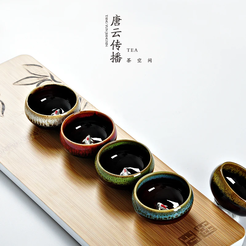 

Tangyunjiangxin Kung Fu Jun Jiao Ceramic Tea Cup Small Cup 45ml and 50ml Two Size Individual Masters Cup Pu'er Tea Cup