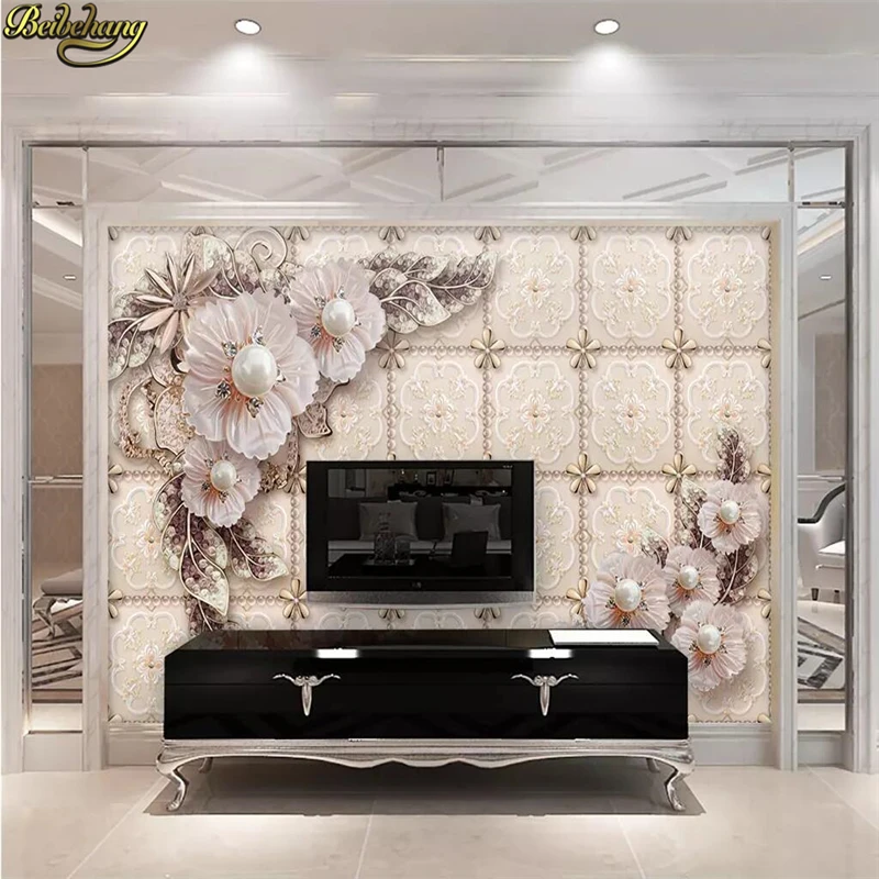 beibehang Custom Luxury jewelry flower wallpaper for bedroom walls 3d flooring photo mural wall paper living room TV background