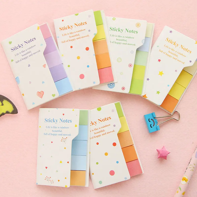 

4pcs/lot Cute Mini Rainbow double-sided N times paste Memo Pad Sticky Note Kawaii Paper Scrapbooking Sticker Pads Creative