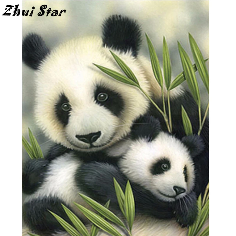 NEW Full Square Drill 5D DIY Diamond Painting Panda Family Animal Gift ONE