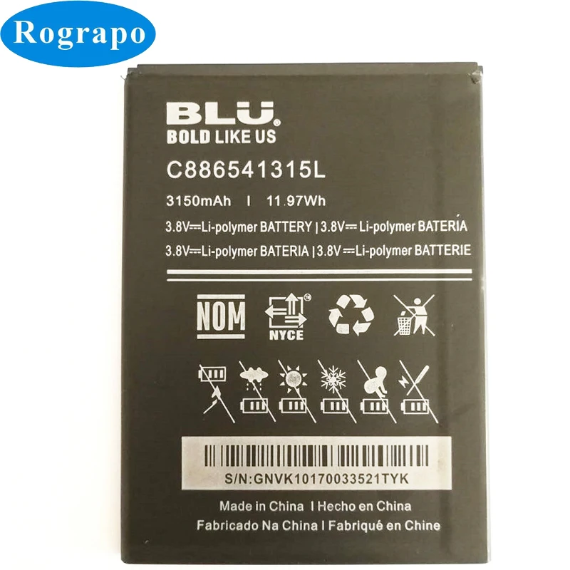 

New 3150mAh Replacement Battery For BLU VIVO XL V0030UU C886541315L Original Bateria Batterie Cell Mobile Phone Batteries
