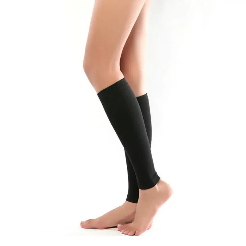 Тонкие ножные голени компрессионные эластичные рукава предотвращают варикозное расширение вен носки формирующие длинные носки Женская мода - Цвет: Черный