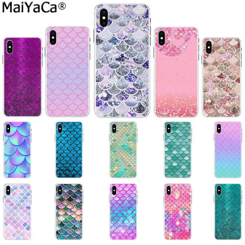 

MaiYaCa Mermaid Fish Scale Pattern TPU Soft Phone Cell Phone Case for iPhone 6S 6plus 7 7plus 8 8Plus X Xs MAX 5 5S XR