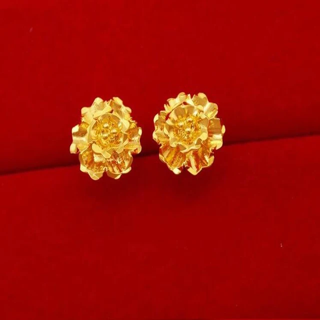 Fashion Women Dubai Gold Jewelry Africa Wedding Earrings 24k Yellow Fashion Women Dubai Gold Jewelry Africa Wedding Earrings 24k Yellow Filled Las Elegant Daisy Flower